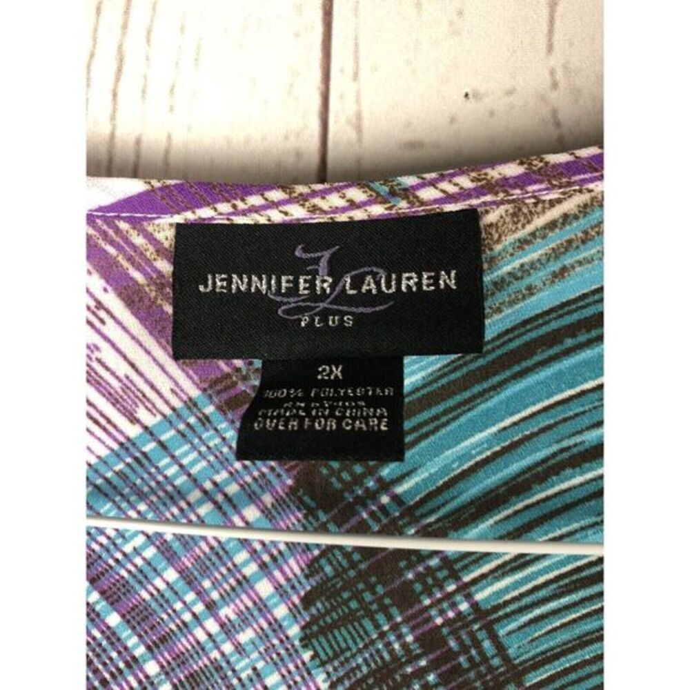 Jennifer Lauren Plus Womens Blouse ruffles at neck-ties at waist 2X semi sheer - Picture 4 of 4